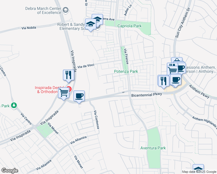map of restaurants, bars, coffee shops, grocery stores, and more near 3152 Tronzano Avenue in Henderson