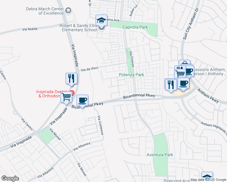 map of restaurants, bars, coffee shops, grocery stores, and more near 3152 Tronzano Avenue in Henderson