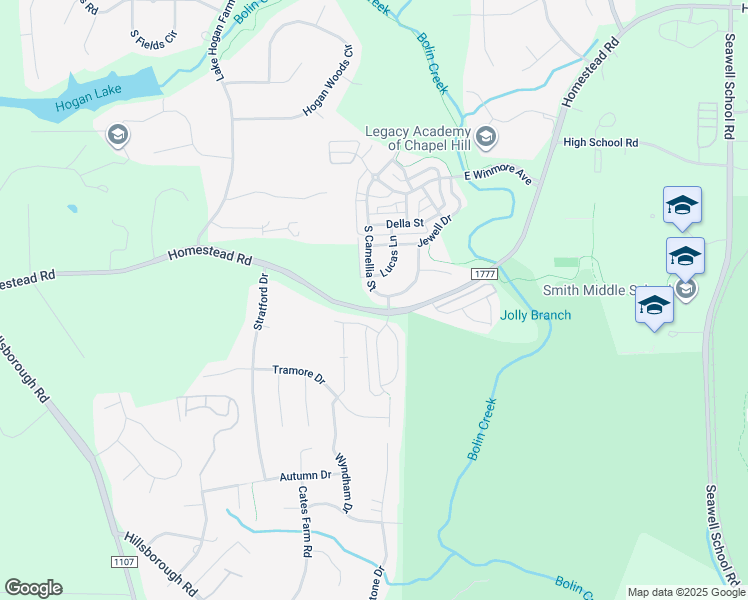 map of restaurants, bars, coffee shops, grocery stores, and more near 506 South Camellia Street in Chapel Hill