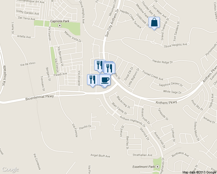 map of restaurants, bars, coffee shops, grocery stores, and more near 2820 Bicentennial Pkwy in Henderson