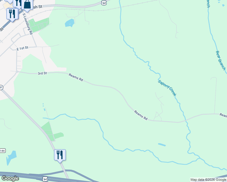 map of restaurants, bars, coffee shops, grocery stores, and more near 6619 Reams Road in Spring Hope