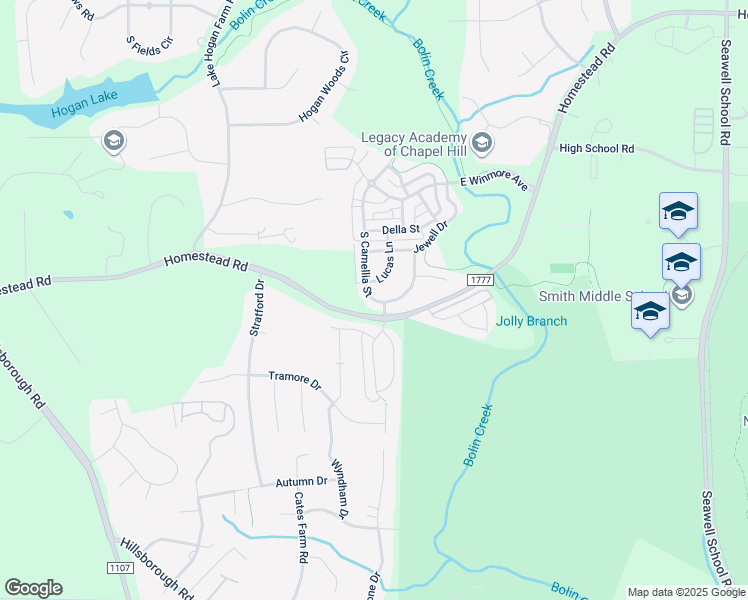 map of restaurants, bars, coffee shops, grocery stores, and more near 508 South Camellia Street in Chapel Hill