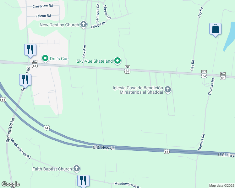 map of restaurants, bars, coffee shops, grocery stores, and more near 13757 US Highway 64 Alternate West in Rocky Mount