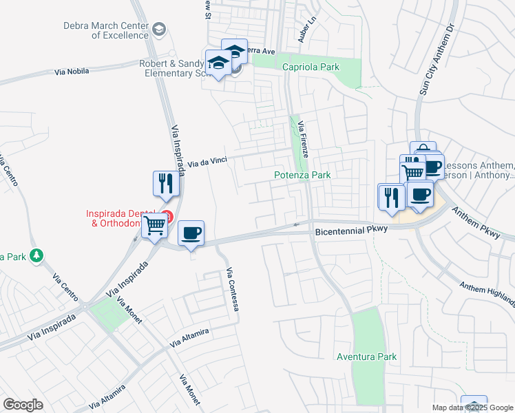 map of restaurants, bars, coffee shops, grocery stores, and more near 3155 Dalmazia Avenue in Henderson