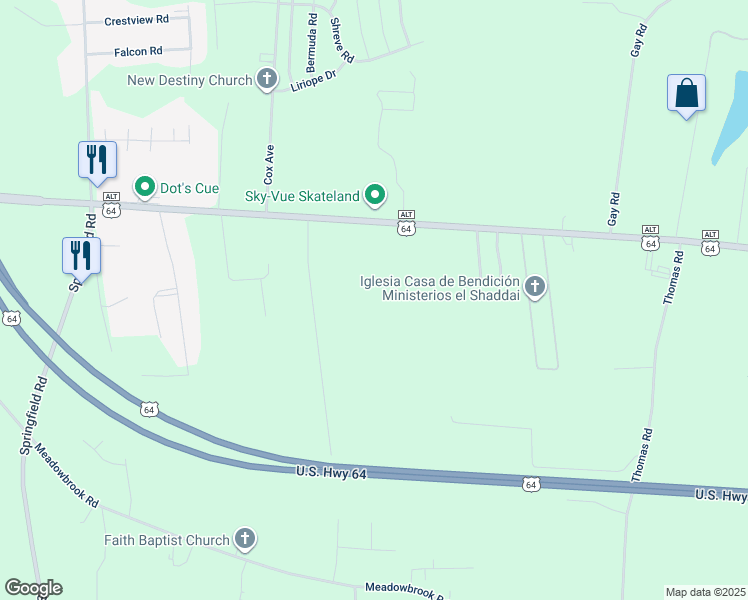 map of restaurants, bars, coffee shops, grocery stores, and more near 13757 US Highway 64 Alternate West in Rocky Mount