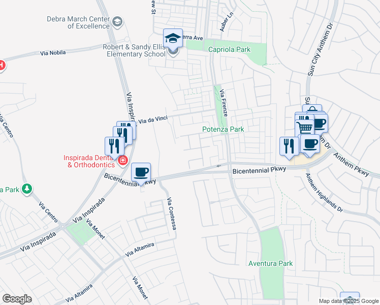 map of restaurants, bars, coffee shops, grocery stores, and more near 3155 Dalmazia Avenue in Henderson