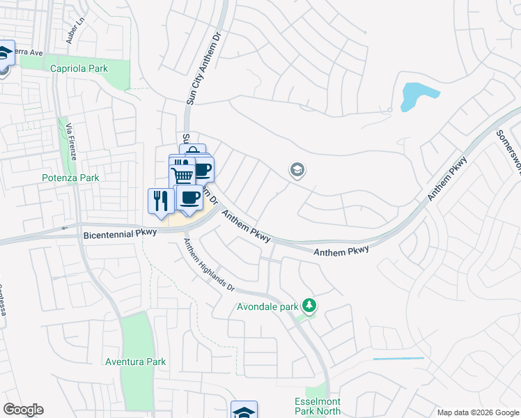 map of restaurants, bars, coffee shops, grocery stores, and more near 2342 Schaeffer Hills Drive in Henderson