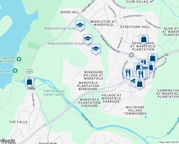 map of restaurants, bars, coffee shops, grocery stores, and more near 13109 Elmleaf Court in Raleigh