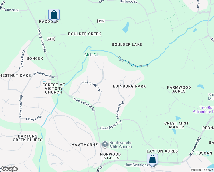 map of restaurants, bars, coffee shops, grocery stores, and more near 5716 Wild Orchid Trail in Raleigh