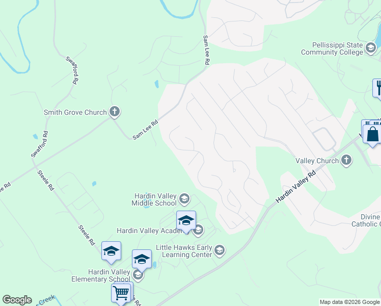 map of restaurants, bars, coffee shops, grocery stores, and more near 11325 Orvis Lane in Knoxville