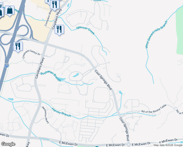 map of restaurants, bars, coffee shops, grocery stores, and more near 346 Canton Stone Drive in Franklin