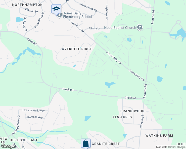 map of restaurants, bars, coffee shops, grocery stores, and more near 2403 Chalk Road in Rolesville