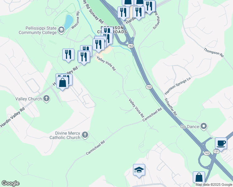 map of restaurants, bars, coffee shops, grocery stores, and more near 2020 Panoramic Way in Knoxville