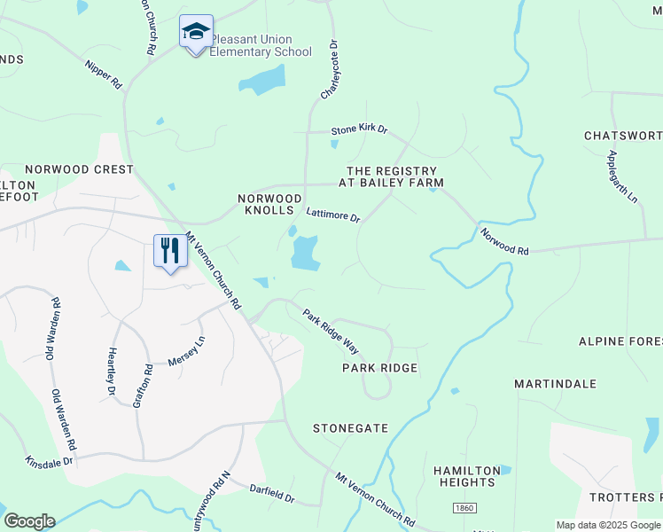 map of restaurants, bars, coffee shops, grocery stores, and more near 1904 Passmore Court in Raleigh