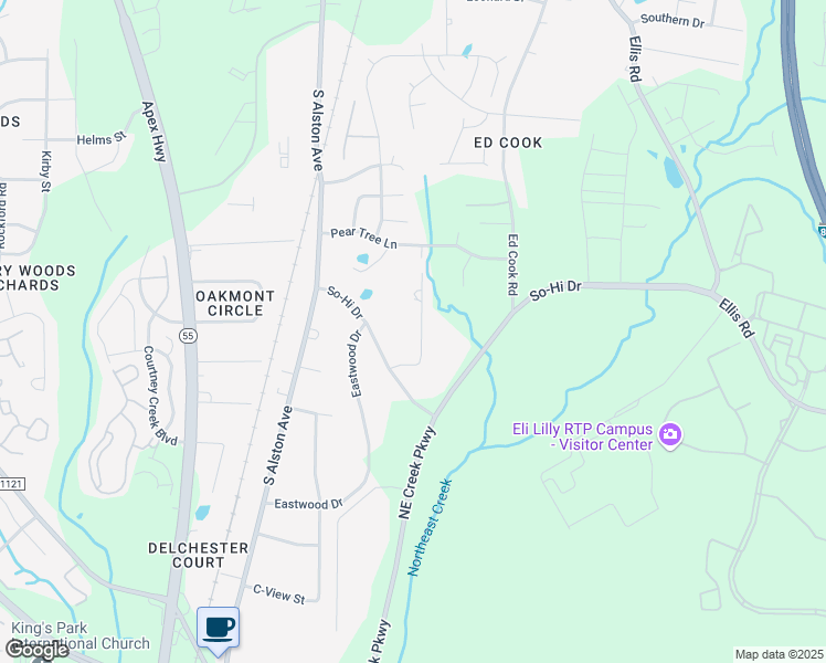 map of restaurants, bars, coffee shops, grocery stores, and more near 2808 Enfield Drive in Durham