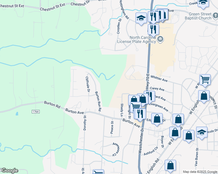 map of restaurants, bars, coffee shops, grocery stores, and more near 814 Irwin Avenue in High Point