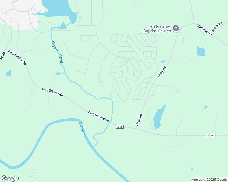map of restaurants, bars, coffee shops, grocery stores, and more near Chama Drive in Louisburg