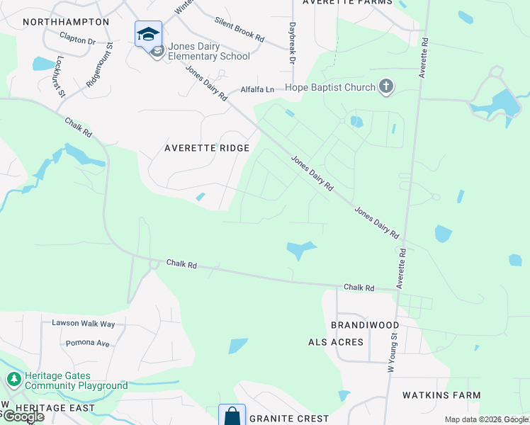 map of restaurants, bars, coffee shops, grocery stores, and more near 1612 Jones Dairy Road in Rolesville