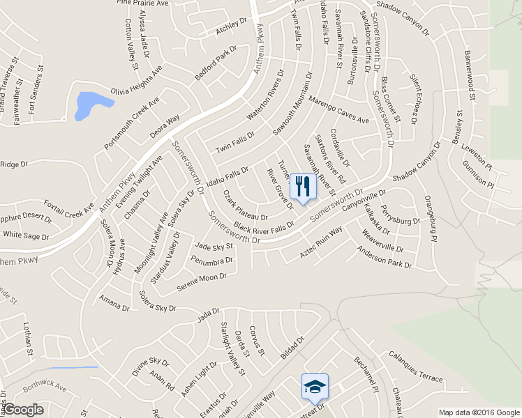 map of restaurants, bars, coffee shops, grocery stores, and more near 2429 Wisconsin Dells Drive in Henderson