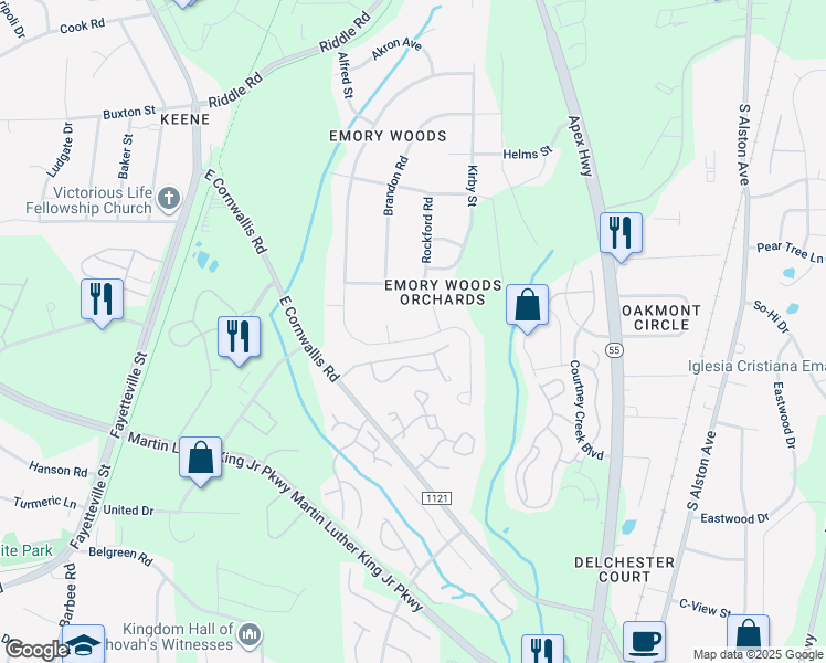 map of restaurants, bars, coffee shops, grocery stores, and more near 514 Jerome Road in Durham