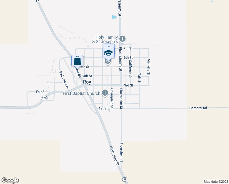 map of restaurants, bars, coffee shops, grocery stores, and more near Floersheim Street in Roy