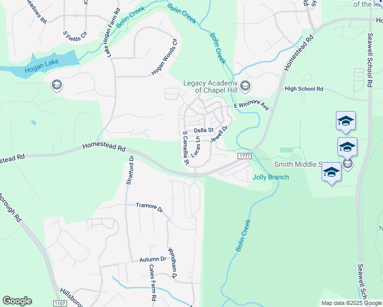 map of restaurants, bars, coffee shops, grocery stores, and more near 212 Lucas Lane in Chapel Hill