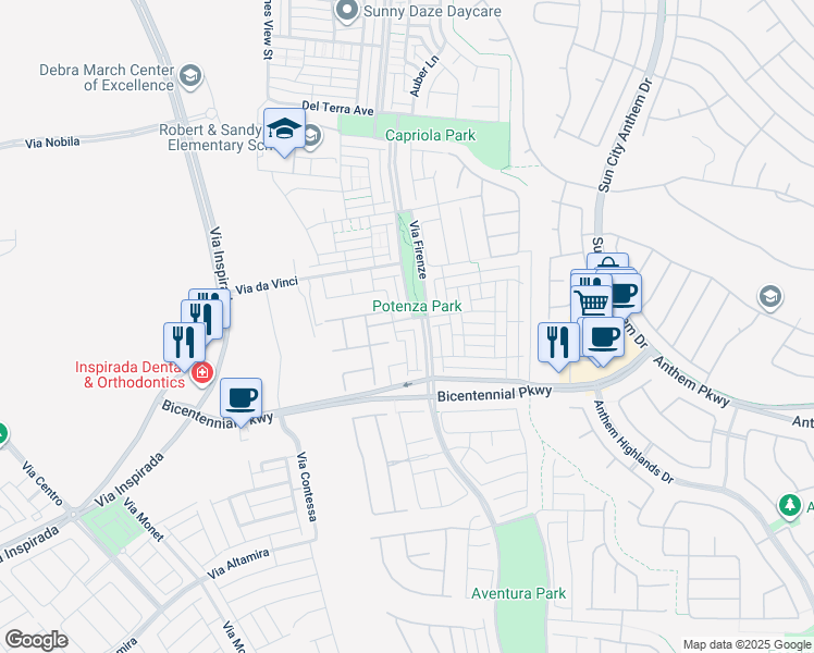 map of restaurants, bars, coffee shops, grocery stores, and more near 3111 Paladi Avenue in Henderson