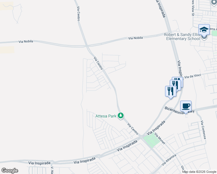 map of restaurants, bars, coffee shops, grocery stores, and more near Bellinzona Place in Henderson