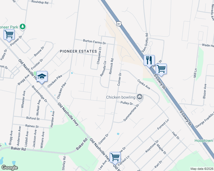 map of restaurants, bars, coffee shops, grocery stores, and more near 1246 Rimrock Road in Smyrna
