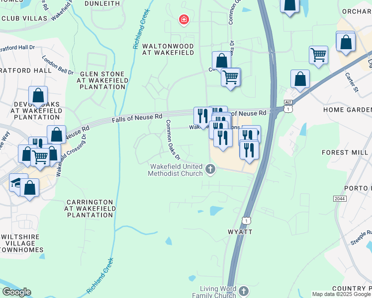 map of restaurants, bars, coffee shops, grocery stores, and more near 10811 Tenor Court in Raleigh