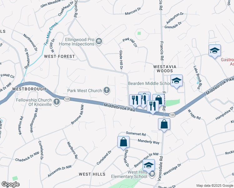 map of restaurants, bars, coffee shops, grocery stores, and more near 1000 Ree Way in Knoxville