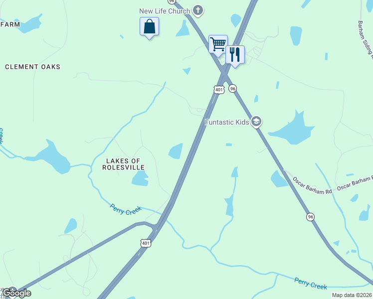 map of restaurants, bars, coffee shops, grocery stores, and more near 11645 Louisburg Road in Wake Forest