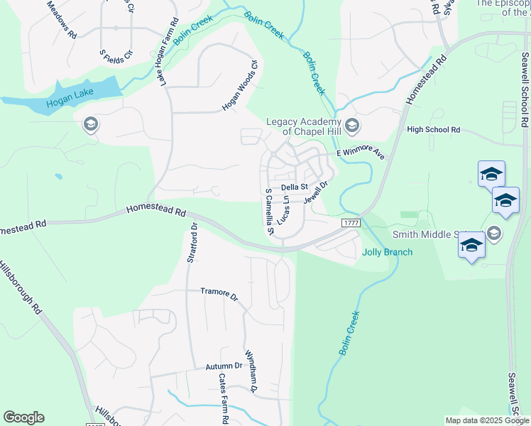 map of restaurants, bars, coffee shops, grocery stores, and more near 422 South Camellia Street in Chapel Hill