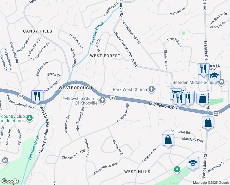 map of restaurants, bars, coffee shops, grocery stores, and more near in Knoxville