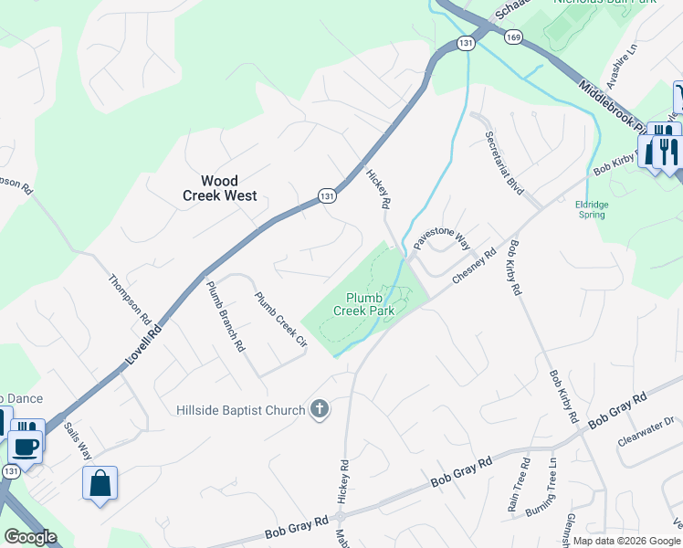 map of restaurants, bars, coffee shops, grocery stores, and more near 1808 Brookmill Road in Knoxville
