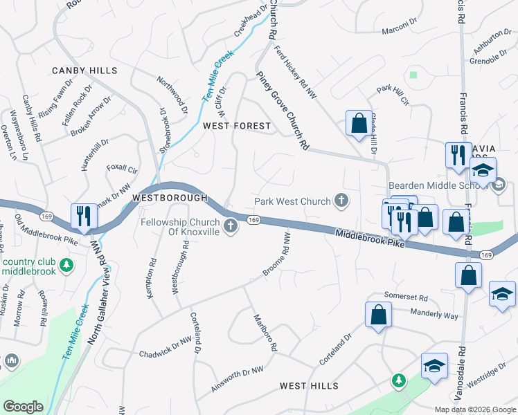 map of restaurants, bars, coffee shops, grocery stores, and more near in Knoxville