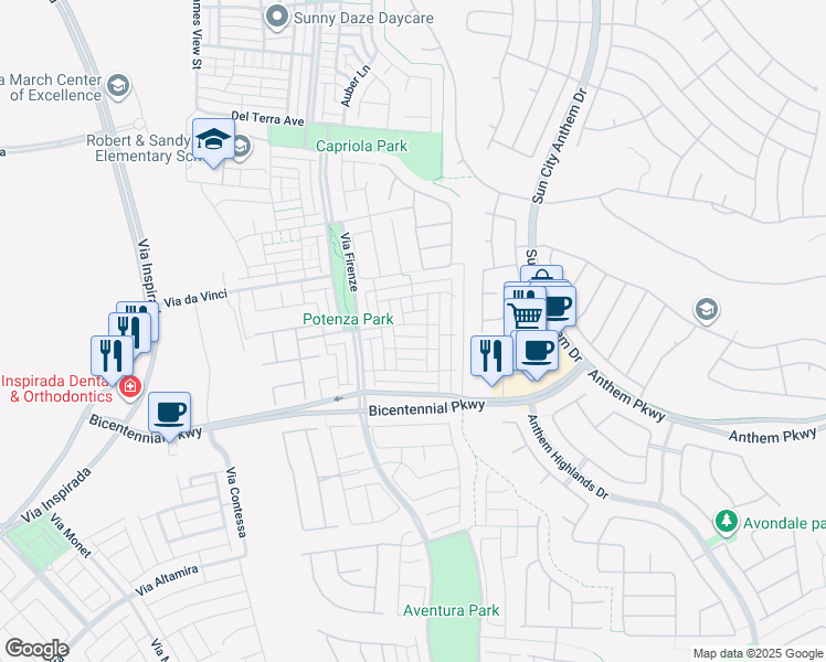 map of restaurants, bars, coffee shops, grocery stores, and more near 3037 Paladi Avenue in Henderson