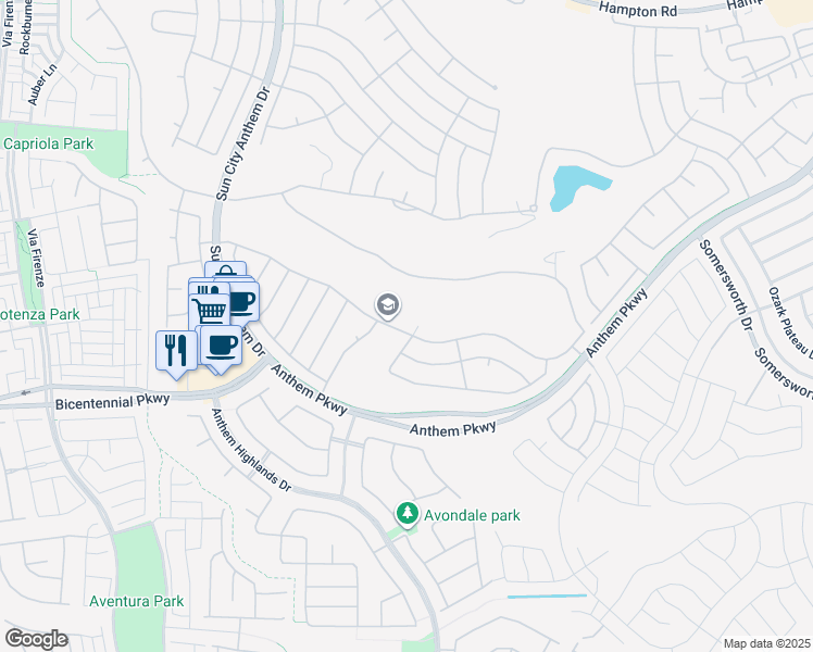 map of restaurants, bars, coffee shops, grocery stores, and more near 2868 Foxtail Creek Avenue in Henderson