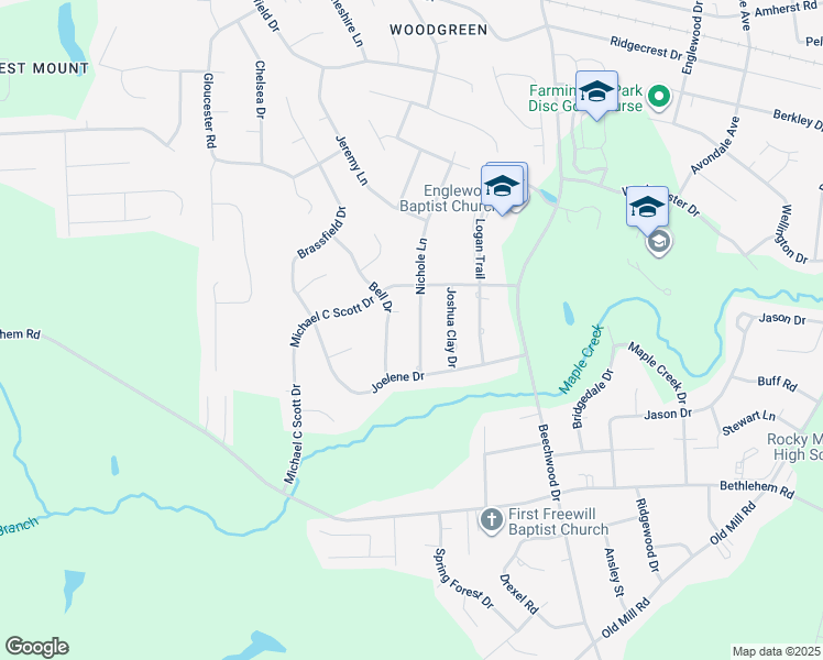 map of restaurants, bars, coffee shops, grocery stores, and more near 812 Nichole Lane in Rocky Mount