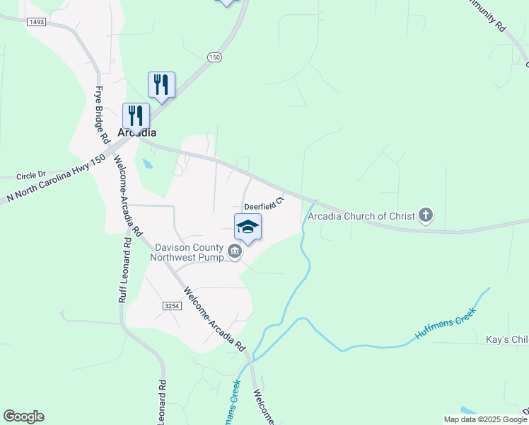 map of restaurants, bars, coffee shops, grocery stores, and more near 213 Deerfield Court in Lexington