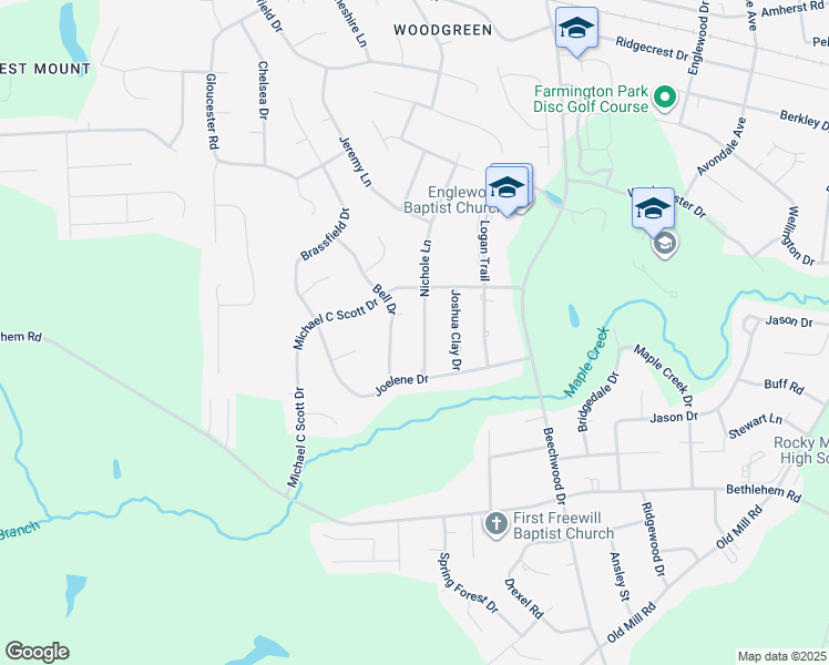 map of restaurants, bars, coffee shops, grocery stores, and more near 812 Nichole Lane in Rocky Mount
