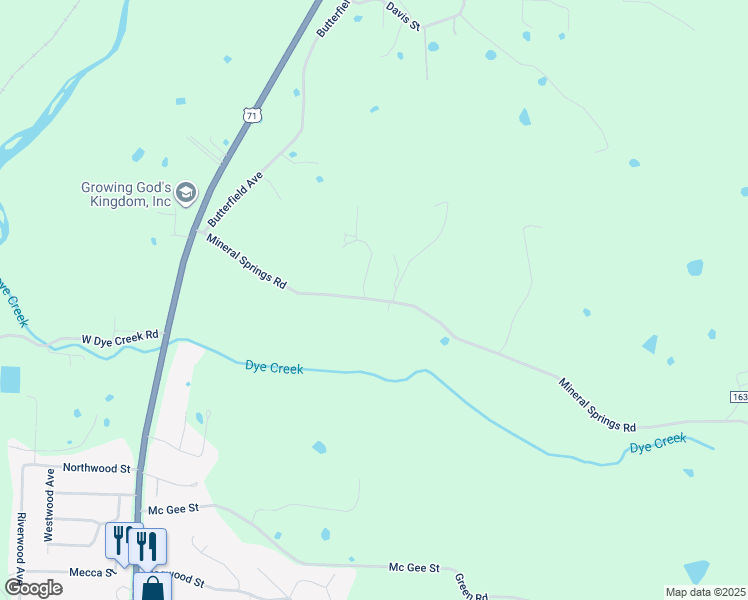 map of restaurants, bars, coffee shops, grocery stores, and more near 224 Mineral Springs Road in West Fork