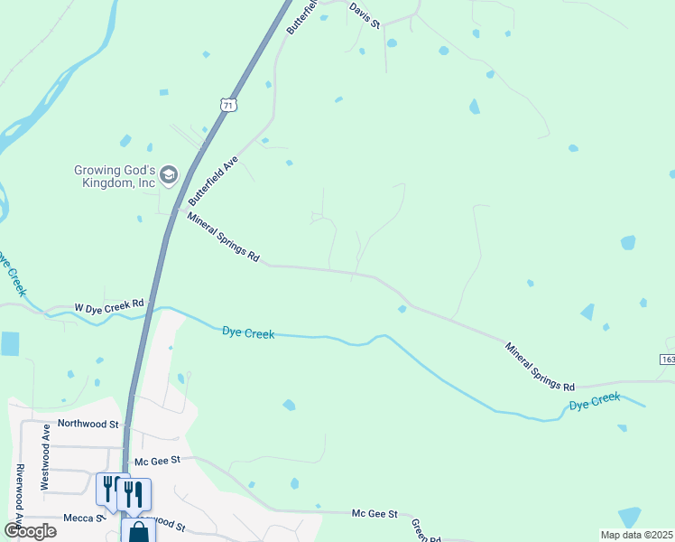 map of restaurants, bars, coffee shops, grocery stores, and more near 224 Mineral Springs Road in West Fork