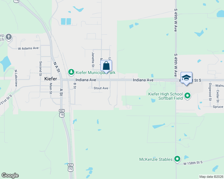 map of restaurants, bars, coffee shops, grocery stores, and more near 210 Stark Street in Kiefer