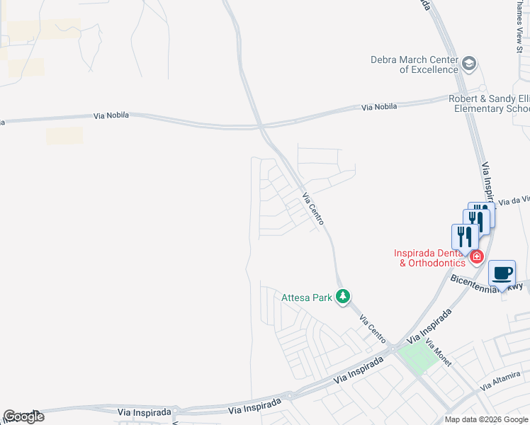 map of restaurants, bars, coffee shops, grocery stores, and more near 3590 Credere Lane in Henderson
