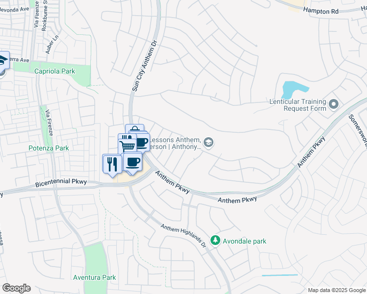 map of restaurants, bars, coffee shops, grocery stores, and more near 2309 Little Bighorn Drive in Henderson