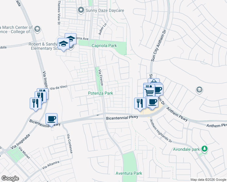 map of restaurants, bars, coffee shops, grocery stores, and more near 3048 Camino Largo Avenue in Henderson