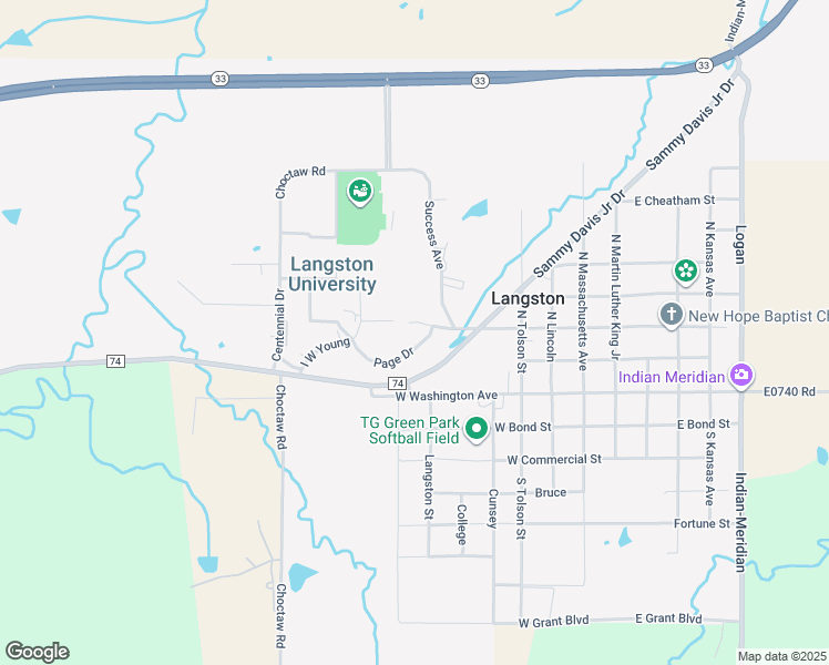 map of restaurants, bars, coffee shops, grocery stores, and more near 701 Sammy Davis Junior Drive in Langston