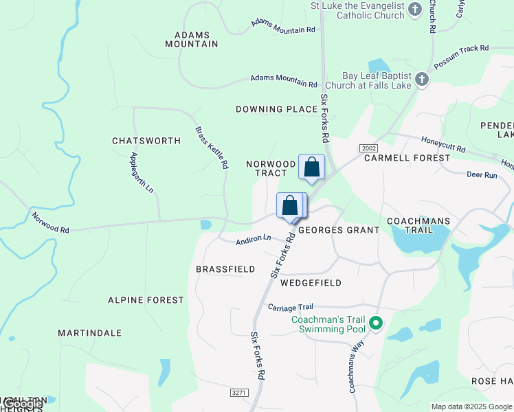map of restaurants, bars, coffee shops, grocery stores, and more near 6009 Valencia Court in Raleigh