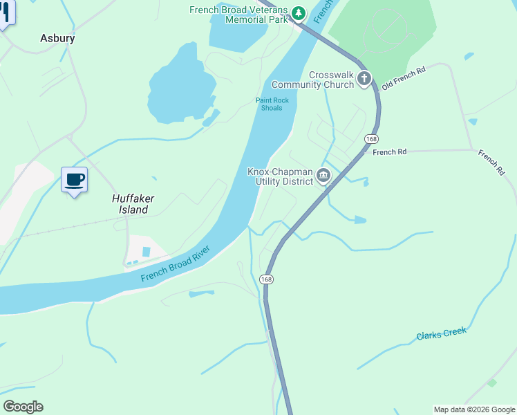 map of restaurants, bars, coffee shops, grocery stores, and more near 2005 Serene Cove Way in Knoxville